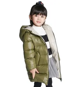 Jaket Empuk Puffer Anak Perempuan, Pakaian Musim Dingin Mengkilap, Mantel Gelembung Panjang untuk Anak-anak 2020