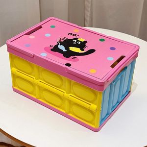 Foldable Outdoor <b>Storage</b> <b>Box</b> 20L-30L Rectangle With Cat Design For Camping Picnic <b>Trunk</b> Organizer - Product Image 1