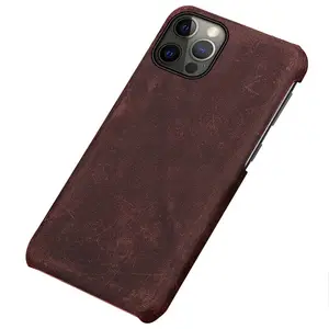 Funda de teléfono Vintage Boshiho, funda de teléfono de cuero genuino Crazy Horse para iPhone 11 12 13 14 15 Pro Max