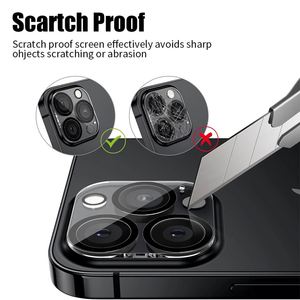 Protection d'objectif d'appareil photo 2.5D en verre trempé noir imprimé soie pour iPhone 17 Pro Max, couverture intégrale antichoc - Product Image 3