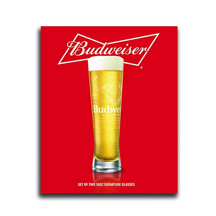 Fabrika fiyat makine yapımı Budweiser 2 paket bira Pilsner cam