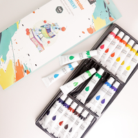 HongxiCulture – Ensemble de pigments aquarelles 12/18/24 couleurs en tubes aluminium/plastique de 12 ml pour verre et papier – Couleurs vibrantes – À partir de 3 ans – Débutant