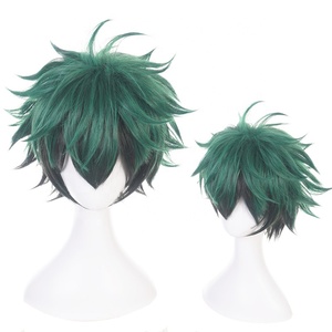 My Hero Academia วิกผมอนิเมะ35ซม. วิกผมสั้นสีเขียวสีดำผสม <span class=keywords><strong>Midoriya</strong></span> <span class=keywords><strong>izuku</strong></span> คอสเพลย์ผมปาร์ตี้สังเคราะห์