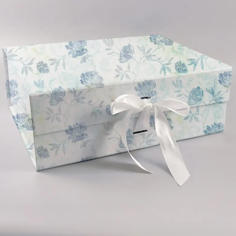 Grosir Kustom Kosmetik Membuat Kotak Kaku Hadiah Mewah Kotak Kertas Magnetik Kemasan dengan LOGO Tutup Pita
