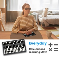 Outils d'apprentissage portables pour l'éducation précoce Boulier braille 15 lignes pour les personnes malvoyantes et âgées Boulier aveugle professionnel
