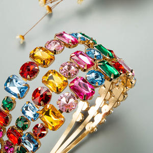 欧美Diademas Para Mujer夸张金属三排黑白闪光玻璃钻石头带舞会新娘Diademas - Product Image 5