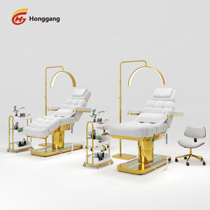 Tempat Tidur Pijat Elektrik Salon Kecantikan Kosmetik Mewah Stainless Steel Emas 3 Motor untuk Bulu Mata, Pijat, dan Perawatan Wajah - Product Image 6