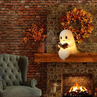 Lampe de nuit LED 4M fantôme mignon lisant un livre, décoration d'Halloween 3D, intérieur, rechargeable, alimentée par batterie, plastique, chambre à coucher, bureau, 2700K