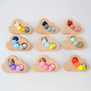 Biểu Tượng Tùy Chỉnh New Arrivals Bé Teether Đồ Chơi Silicone Hạt Cảm Giác Vòng Đeo Tay Bé Đám Mây Thiết Kế Bằng Gỗ Mọc Răng Đồ Chơi Trẻ Sơ Sinh Chew Nhẫn - Product Image 1