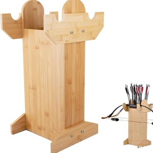 Soporte de suelo de madera de bambú para arco, quiver de tiro con arco, almacenamiento de flechas, soporte tradicional para arco recurvo y compuesto - Product Image 5