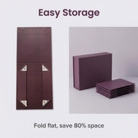 Boîte à fermeture magnétique robuste de couleur violet foncé, réutilisable, pliable, pour l'emballage de cadeaux, le rangement à domicile et les fournitures professionnelles