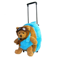 Bagages bleus d'ours de peluche de sac à dos avec les roues démontables et le remplissage de coton de pp