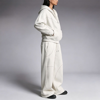 Ensemble de survêtement décontracté d'hiver pour homme, imprimé sur mesure, en tissu épais, 2 pièces, comprenant un sweat à capuche zippé oversize et un pantalon de survêtement à jambes larges, style streetwear
