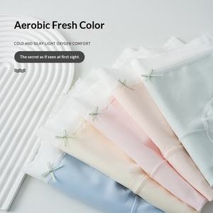 Ropa interior hipster de encaje sólido 7A para mujer y niña, de algodón y seda de morera, antibacteriana, de tiro medio, con entrepierna alargada y bordada, al por mayor - Product Image 3