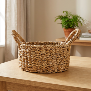 Natural Seagrass <b>Storage</b> <b>Basket</b> <b>Rectangle</b> With Handles Rustic Multi-Purpose <b>Storage</b> <b>Baskets</b> - Product Image 2