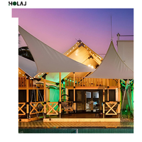 Tente de camping en toile Holaj Safari Glass pour toutes les saisons - Dimensions personnalisables, grand espace, forme ovale à coque rigide pour événements et hôtels