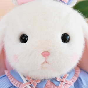 Peluche <span class=keywords><strong>lapin</strong></span> doux à longues oreilles avec robe à carreaux bleue et mini sac bandoulière, souvenir de vacances personnalisé pour petite amie, vente en gros - Product Image 6