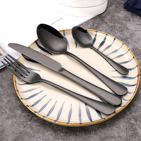 Ensemble de couverts de mariage populaire en acier inoxydable 1010 argenté, doré et argenté, avec couteau, cuillère et fourchette, finition noire mate