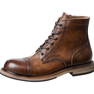 Botas de Cuero Genuino de Caña Alta con Suela Gruesa, Botas de Invierno de Cuero Suave, Estilo Británico Retro Clásico, Botas de Piel de Vacuno de Primera Calidad - Product Image 3