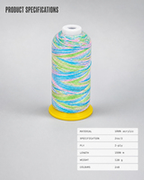Fil à broder acrylique arc-en-ciel 24S 2 brins 1500m 240 couleurs multicolores pour broderie machine, vente en gros OEM