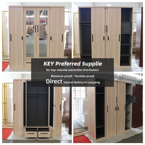 Moderno <span class=keywords><strong>armario</strong></span> de 4 puertas Transferencia de grano de madera dormitorio Simple almacenamiento <span class=keywords><strong>armario</strong></span> de Metal acero China diseño hierro <span class=keywords><strong>espejo</strong></span> sala de estar - Product Image 2