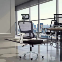 Chaise de bureau de direction ergonomique pivotante de luxe à dossier haut en maille avec support lombaire et appuie-tête réglable extensible