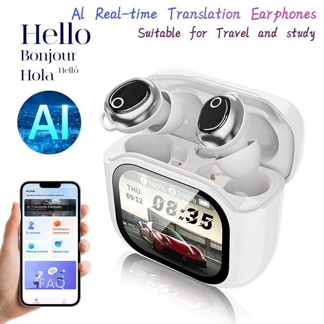 Xintu Real-Time AI Translation Earbuds BT 6.0 Wireless Sports Music Gaming Digital Display Mini Sleeping Tws Translator Earphone