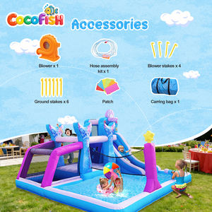 Toboggan aquatique gonflable Cocofish Sirène pour enfants, château gonflable extérieur avec piscine intégrée pour les enfants <span class=keywords><strong>de</strong></span> 3 à 10 ans - Product Image 4