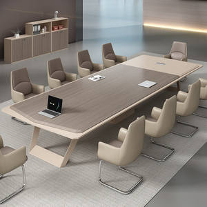Table de conférence Saint-Lee rectangulaire, grande table de réunion de bureau, peinture thermolaquée stable, quincaillerie de haute qualité - Product Image 1