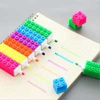 Briques de construction surligneur marqueurs bloc de construction stylo multi-fonction surligneur coloré créatif jouet marqueur avec Logo personnalisé