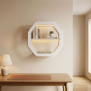 <b>Wall</b> Mounted Hexagonal Display Rack 2 Tier Geometric <b>Shelf</b> For Living Room Minimalist <b>Wall</b> <b>Storage</b> - Product Image 2
