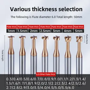 Fraise en carbure à fente en T, outils de coupe CNC, routeur à mèche pour fraisage en acier