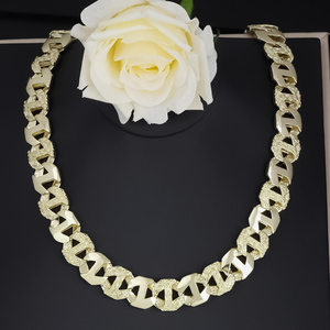 Jxx ผู้หญิงขายส่งเครื่องประดับ 14K / 24K ชุบทองโซ่คิวบาสร้อยคอผู้ชายโซ่ Becher ที่กำหนดเอง - Product Image 1