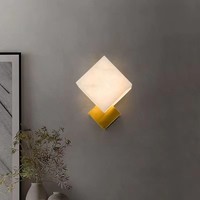 Lampe murale PM Simple Modern en cuivre et albâtre espagnol, design carré, pour chambre à coucher, chevet, couloir, escalier, lampe décorative