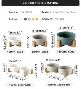Grosir Mangkuk Kucing Anjing Peliharaan Warna-warni Keramik Pemberi Makan Hewan Peliharaan dengan Bingkai Bambu Kemasan Warna Logo Dapat Disesuaikan - Product Image 4