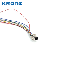 Connecteur de montage sur panneau KRONZ M12, 8 broches, code A, femelle, IP67, étanche, montage arrière sur circuit imprimé, connecteurs circulaires industriels droits