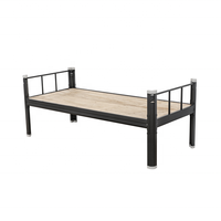 Vente directe d'usine dortoir moderne confortable en acier noir pour personnel lit simple en métal
