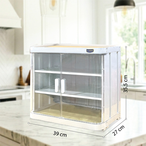 Elegant minimalist food cabinet with 3-stack design, featuring anti-scratch surfaces and shatterproof doors for secure stylish - Product Image 2