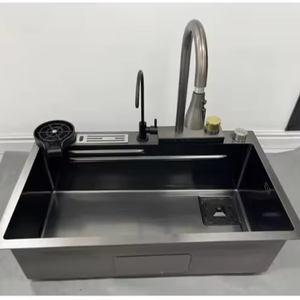 Lavello da <span class=keywords><strong>Cucina</strong></span> in Acciaio Inossidabile con Rubinetto, Valvola in Ottone, Vasca Singola Quadrata Moderna Multifunzionale Saldabile - Product Image 4