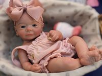 Poupée Bébé Reborn Chauve à Bouche Ouverte de 16 Pouces pour Filles, Corps Entier en Silicone, Anatomiquement Correcte, Nouveau-né avec Kit d'Alimentation, Certifiée CE