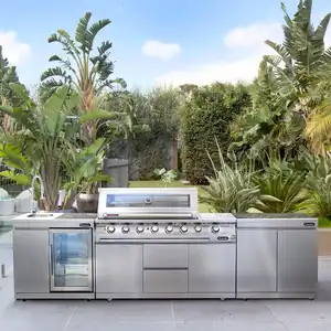 Modern dışında barbekü metal mutfak dolapları mobilya tasarım prefabrik açık su geçirmez paslanmaz çelik mutfak dolabı