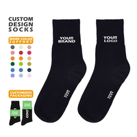 Chaussettes courtes décontractées noires de haute qualité, chaussettes en coton tricotées sur mesure avec votre propre logo de marque
