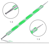 Lot de 5 stylos à double embout pour nail art, outils de manucure avec pinceaux en acrylique et métal pour le pointillage des ongles