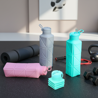 Bouteille d'eau pliable de qualité alimentaire, écologique, pour l'extérieur, vente en gros