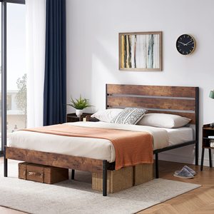 Modern King-Size MDF Wood &amp; Metal <strong>Platform</strong> <strong>Bed</strong> <strong>with</strong> <strong>Storage</strong> &amp; 4 Drawers Double Bedroom Furniture for Home Use - Product Image 2
