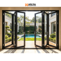 Porte pliante en aluminium à cadre étroit pour villa, portes patio pliantes à rupture de pont thermique, porte vitrée pliante