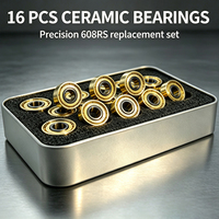 Roulements de patins à roulettes en céramique dorés ILQ 11 PRO 608Z, lot de 16, haute vitesse, avec boîtier métallique