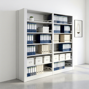 Étagère de bibliothèque en acier métallique moderne, meuble de rangement modulaire double face pour logement du personnel, certifié CE - Product Image 3