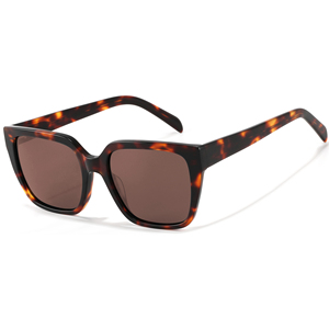 Gafas de Sol Rectangulares con Marco de Concha de Tortuga, Lentes Marrones, Protección UV400, Estilo Unisex para Adultos - Product Image 1