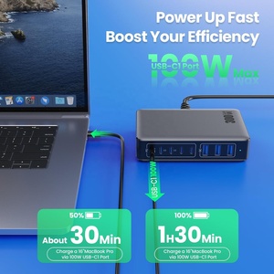 Station de charge de bureau GaN 300W 20V5A, <span class=keywords><strong>chargeur</strong></span> rapide haute puissance, hub de charge tout-en-un pour smartphone, tablette, <span class=keywords><strong>ordinateur</strong></span> portable - Product Image 1